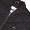 Men Black Sleeveless Collegiate Quilted Bomber Jacket - Image 2