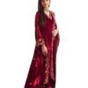 Neelu Sethi's - Maroon Velvet Embroidery Suit With Velvet Odhni - Image 2