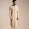 Manyavar Kurta Set for Men, Full Sleeves Mandarin Collar Ethnic Men's Kurta Set for Engagement, Wedding, Party Blended Cotton Printed (Pista) - Image 3