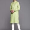 Manyavar Kurta Set for Men, Full Sleeves Mandarin Collar Ethnic Kurta Set for Engagement, Wedding, Party Solid (Green) - Image 2