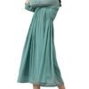 Janasya Women's Turquoise Blue Poly Chiffon Self Design Flared Western Dress - Image 2