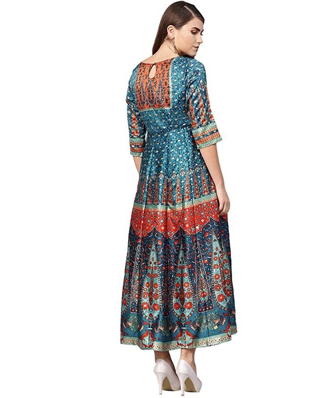 Juniper Women's Dull Satin Printed Anarkali Dress - Image 2