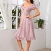 Lymio Dresses for Women Regular Multi Color Square Neck Half Sleeve Polyester Printed Dress(520-521) - Image 3