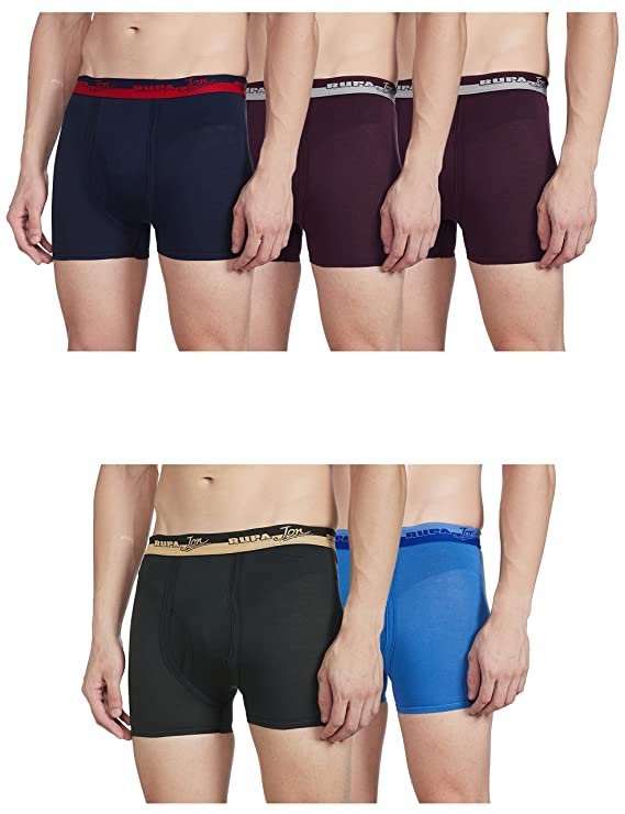 Rupa Jon Men's Solid Trunks (Pack of 5)(Colors & Print May Vary)