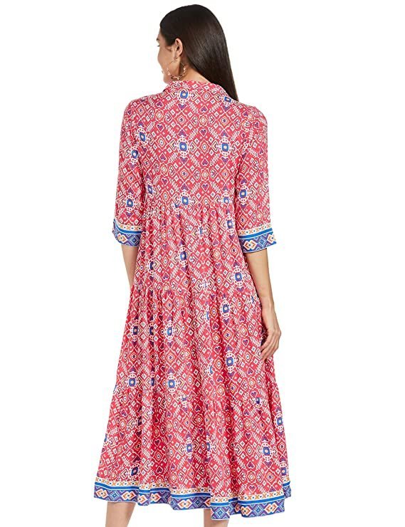 Rangriti Women's Rayon Asymmetrical Knee-Length Casual Dress - Image 2