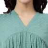 Janasya Women's Turquoise Blue Poly Chiffon Self Design Flared Western Dress - Image 3